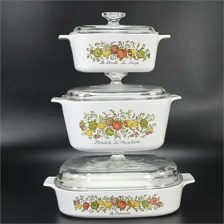 Vintage Corning Ware "Spice of Life" Casserole Dishes
