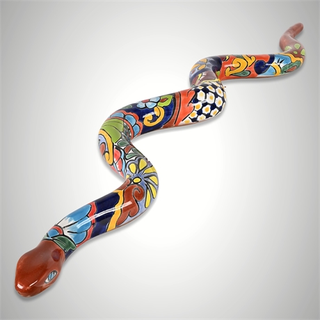 33" Talavera Serpent — Hand-Painted Ceramic Wall Art