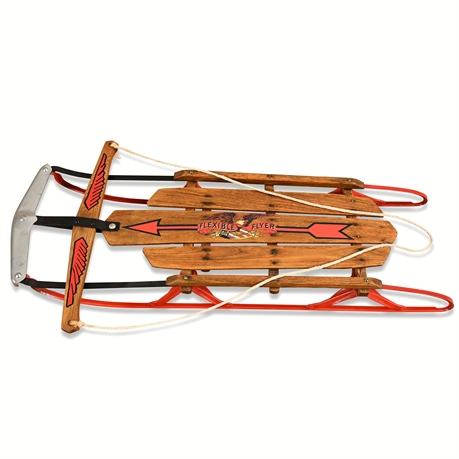 Flexible Flyer Wood & Steel Snow Sled, S.L. Allen — Eagle Decal, 1935–49