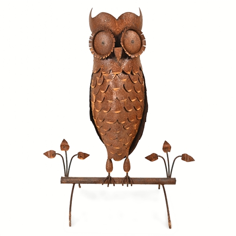 3' Hand-Forged Iron Owl Sculpture – Rustic Folk Art - Mexico