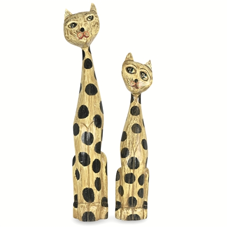 Pair Whimsical Cat Sculptures