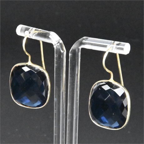 Sterling Silver and Faceted Glass Earrings