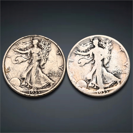 1935 (2) Walking Liberty Silver Half Dollars