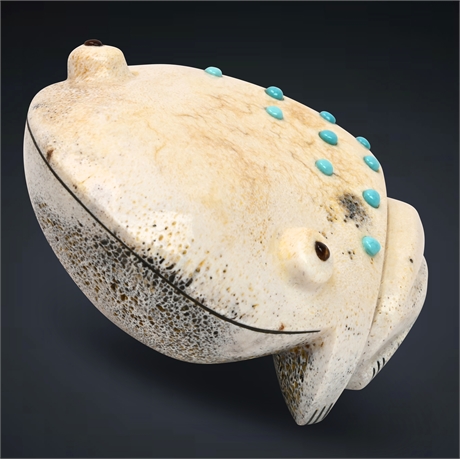 Zuni Antler & Turquoise Carved Frog Fetish by Gabe Sice