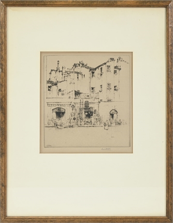 Ernest David Roth "Florentine Shops" 1914 Etching