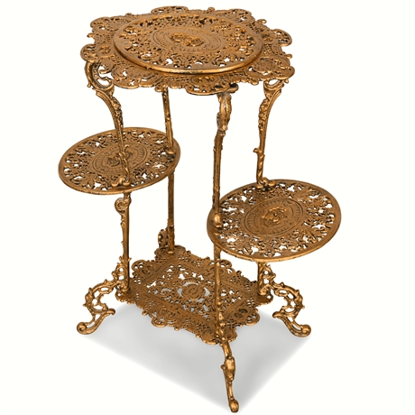 Antique Gilt Iron Cherub Plant Stand