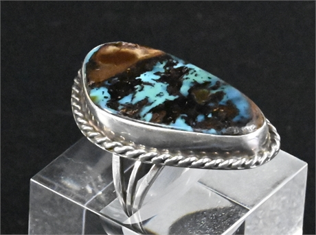 Navajo Turquoise & Sterling Silver Ring by Jack Tom