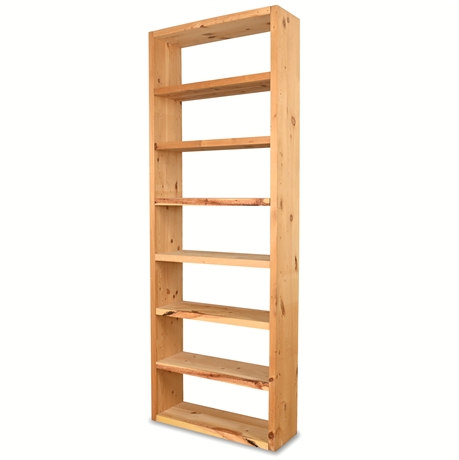 71.5" Handcrafted Raw Pine Bookcase – 7 Fixed Shelves, Heavy Duty