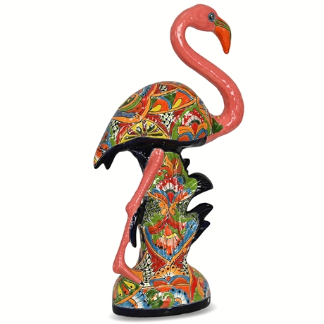 Mexican Talavera Flamingo Sculpture