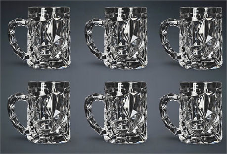 6 Tiffany & Co. Rock Cut Beer Mugs