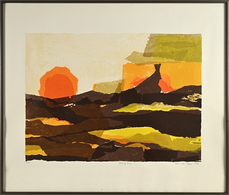 Teri Van Huss “Rising Sun” Silkscreen Print, 1972 – #12/23, Framed