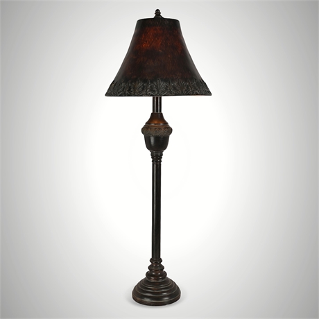 Buffet Lamp with Embossed Acanthus-Trim Shade
