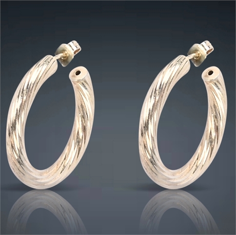 Sterling Silver Twist Hoop Earrings