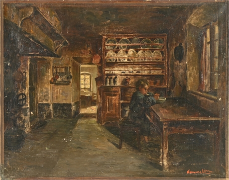 Edouard-Henri Leon  Original Oil on Stretched Canvas