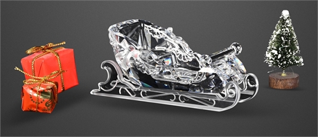 Swarovski Silver Crystal Santa Sleigh 205165 – Box, Docs, Maker Marked