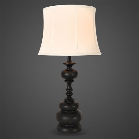 32" Ebonized Farmhouse Table Lamp – Cast Resin Base with Cream Shade