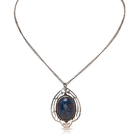 18" Sterling & Lapis Necklace