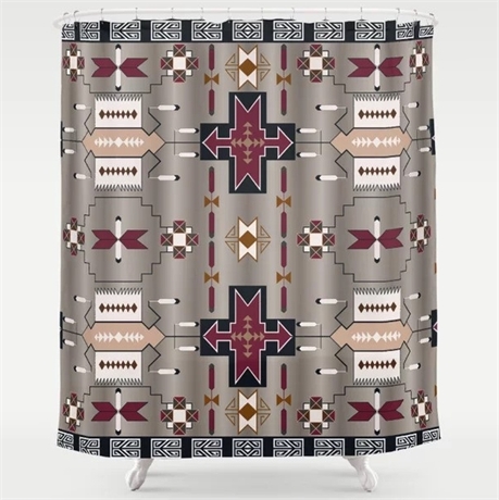 Red Hawk Feathers on High Mesa Shower Curtain