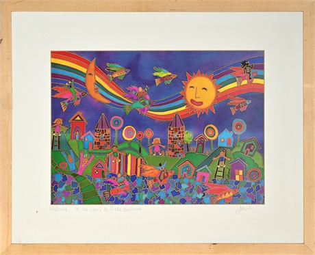 Jane Murray Lewis "Welcome... to the Land of Make Believe" Hand-Painted Silk