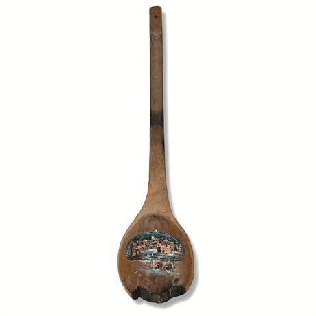 Lisa Emmett Oil Painting on Wooden Spoon — Signed, w/ Documentation