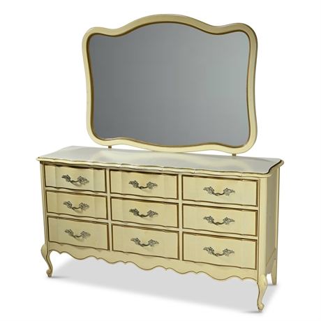 Vintage French Provincial Dresser and Mirror