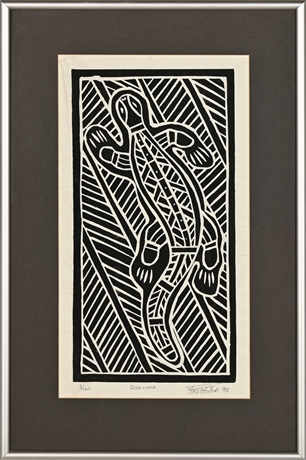 Aboriginal 'Goanna' Woodcut