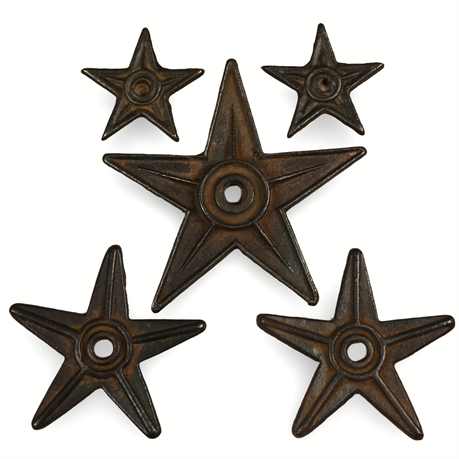 Set of 5 Iron Star Wall Plaques - Rustic Mexican Design