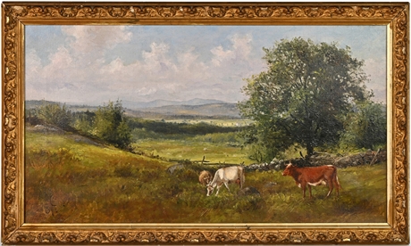 1896 Delbert Dana Coombs Pastoral Scene with Cows