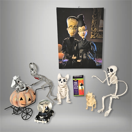 🎃 Unique Gothic Skeleton Décor Collection – Mechanical Dog, XL Monkey ++++