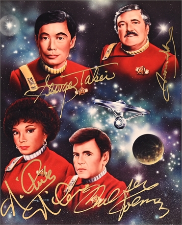 Star Trek G. Takei, J. Doohan, Nichols, Koenig Autographed Photo