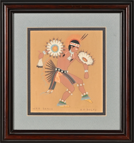 Harrison Begay – “War Dance” Framed Navajo Serigraph