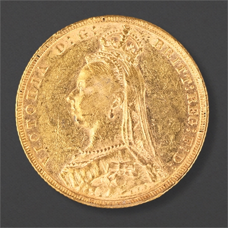 1888 Queen Victoria Gold Sovereign – Jubilee Head, XF–AU