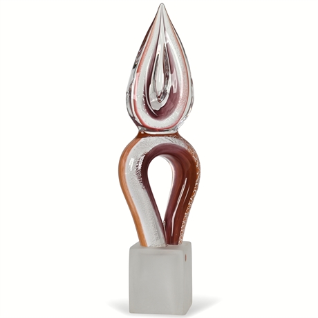 Massive 26" Italian Murano Sommerso Speckled Glass Infinity Sculpture