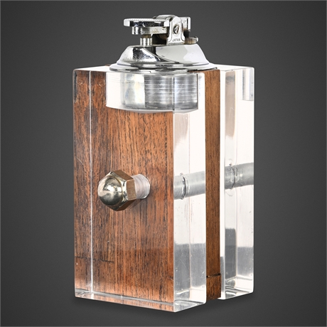 Mid-Century Lucite & Wood Table Lighter — Japan, Modernist Design