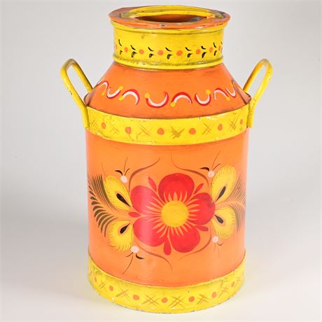 Vintage 12" Mexican Painted Milk Can