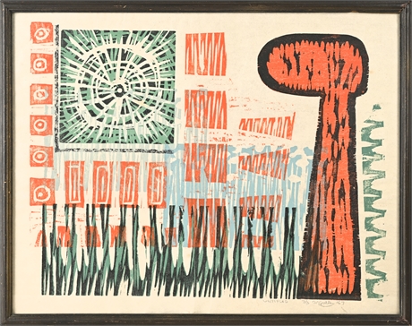 Arnold Gruter Signed Linocut – Limited Edition #3 of 3, Framed
