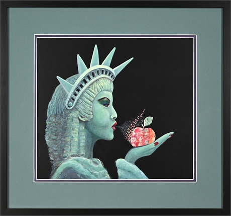 Statue of Liberty Stamp Collage Signed 'Brown'