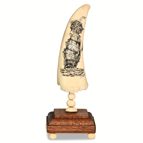 Robert Monfils Ship Etched Whale Tooth