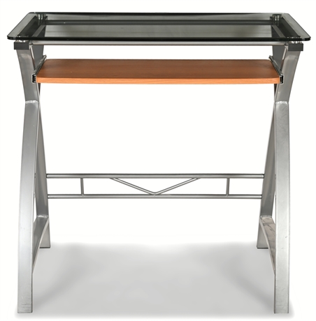 Contemporary Brushed Steel Computer Desk
