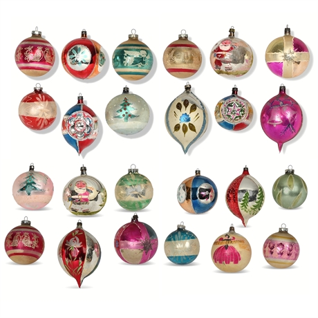 24 Vintage Hand-Blown Mercury Glass Ornaments - From Poland & Shiny Brite