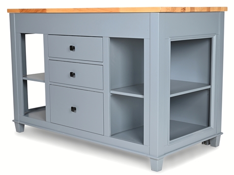 Maklaine 54" Transitional Wood Kitchen Island with Slide-Out Table in Gray