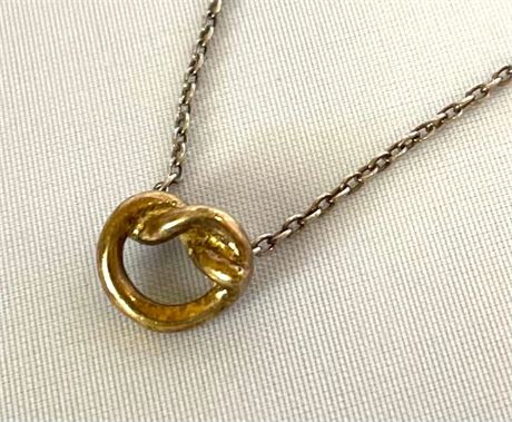 Baroni Sterling Silver Gold Plated Knot Necklace