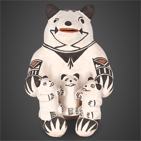 Ethel Shields Acoma Storyteller Bear with Cubs — Hand-Sculpted