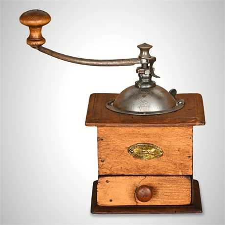 Antique Peugeot Frères Coffee Grinder – Wood & Iron, France c.1900