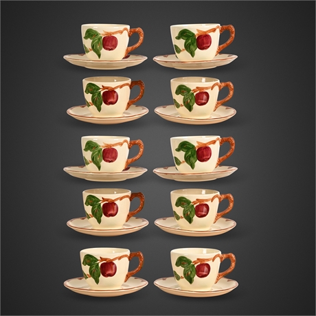 Franciscan Apple Hand-Decorated Cups & Saucers, Service for 10