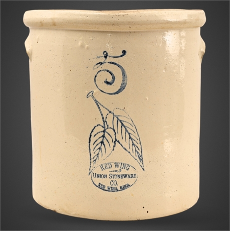 Red Wing 5-Gallon Birch Leaf Crock, Union Stoneware Co.