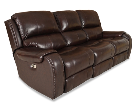 Ashley Power Reclining Leather Sofa w/ Adj. Headrests