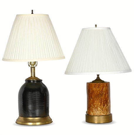 Stoneware & Brass Table Lamps