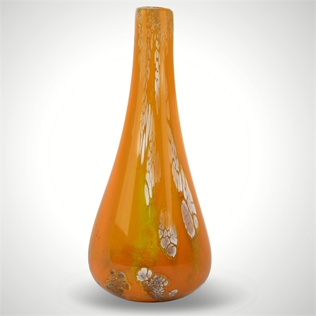 Jon Oakes Handblown Orange Art Glass Vase #527