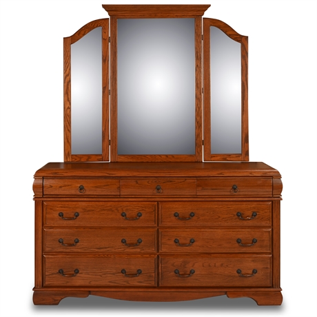 Oak Dresser with Mirror by Blackhawk Furniture
